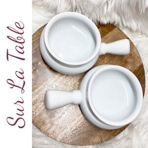 SUR LA TABLE *Set of 2* White French Onion Chili Bowls With Handle